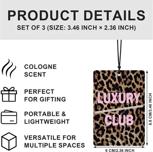 Miniatura 6 de Ambientador de Coche con Estampado de Guepardo Rosa Caliente 3 Piezas para Mujeres, Lindo Ambientador de Papel Colgante con Aroma Dulce, Decoración