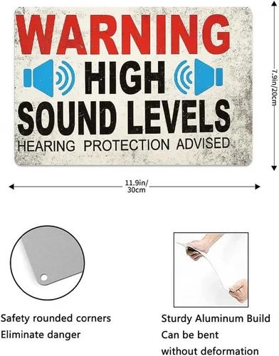 Miniatura 3 de Funny Metal Signs Posters HIGH SOUND LEVELS Sign Wall Art for Yard Sign Outdoor Lawn Garden Home Decor 8X12inch