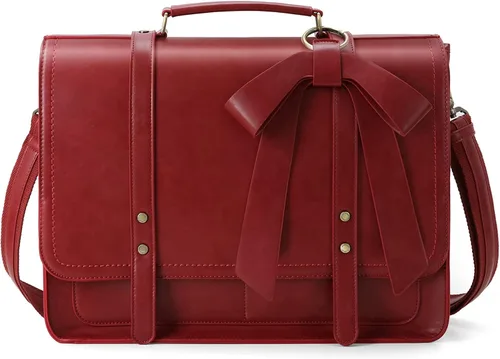 ECOSUSI Bolsa para laptop para mujer, maletín de piel sintética, bolso mensajero universitario tipo satchel para computadora de 15.6 pulgadas