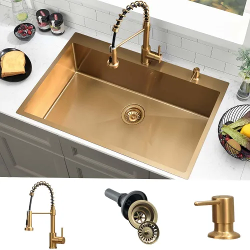 Miniatura 14 de Fregadero de cocina de cascada negro de 30 pulgadas con grifo extraíble, fregadero de cascada de 30 x 18 pulgadas, pantalla digital negra