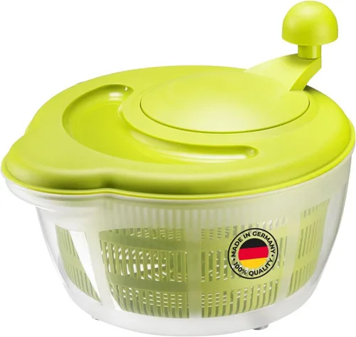 Miniatura 9 de Westmark Germany Centrifugador de ensaladas fácil de usar para secar las verduras y mejorar el sabor de los condimentos, de 10 pulgadas Green/Clear