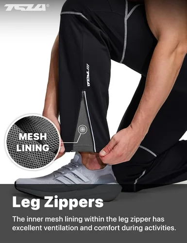 Miniatura 6 de TSLA - Pantalones deportivos de ciclismo antiviento y térmicos para hombre, forrados de vellón, para exteriores, para el invierno y clima frío