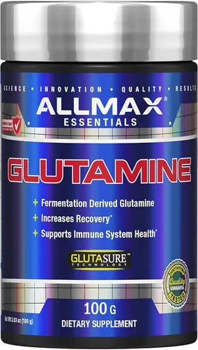 ALLMAX L Glutamina en polvo 3.53 oz, L-glutamina fermentada en polvo puro, suplemento de glutamina sin sabor para la salud intestinal, recuperación