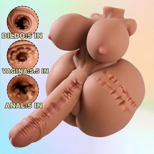 Miniatura 3 de Muñeca sexual transexual 3 en 1, juguete sexual trans con consolador penetrable y vagina y ano, muñeca sexual FUTA Torso masturbador masculino