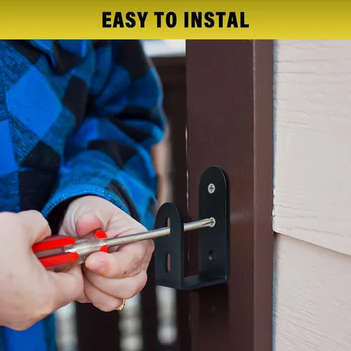 Miniatura 6 de Barra de seguridad para puerta, soportes de barricada de puerta resistentes para madera de 2 x 4, soporte de barra abierta de acero en U