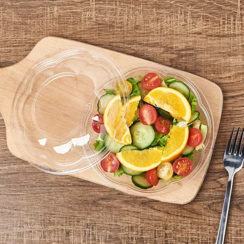 Miniatura 6 de Paquete de 50 cuencos de ensalada de plástico con tapas, recipiente desechable de 18 onzas para ensalada para el almuerzo, cuencos transparentes