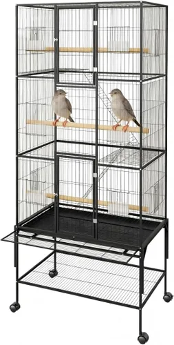 Miniatura 9 de Garvee Jaula grande para pájaros de 82 pulgadas de alto, jaula de periquitos rodante con parte superior de juego, percha de cuerda para pájaros