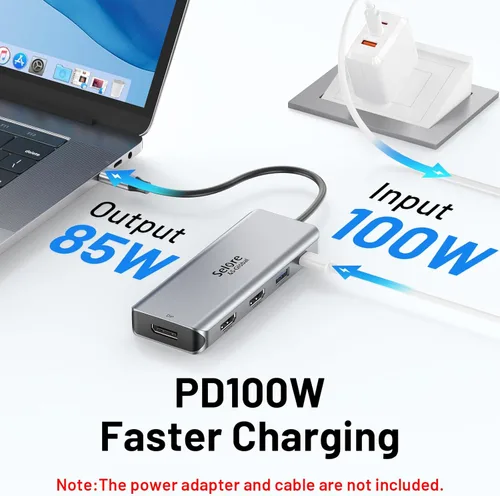 Miniatura 5 de Estación de acoplamiento USB C Monitor dual, estación de acoplamiento de triple pantalla USB C 9 en 1 a adaptador HDMI dual Displayport SD TF lector