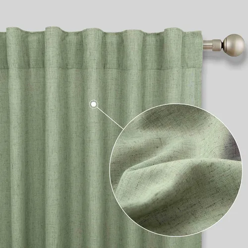 Miniatura 4 de KOUFALL Cortinas transparentes de lino con pestaña trasera