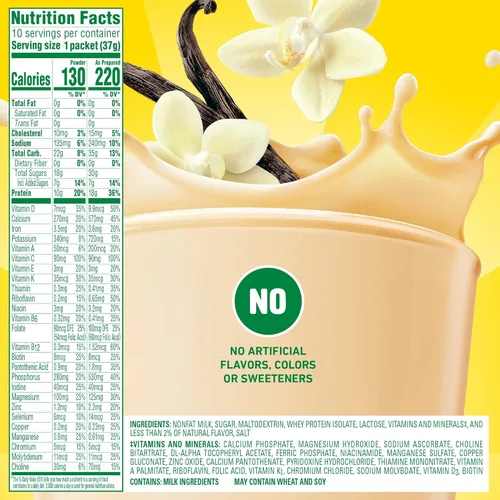 Miniatura 2 de Carnation Breakfast Essentials Suplemento oral alto en proteínas sabor clásico de vainilla francesa 1.31 oz. Paquete de 60