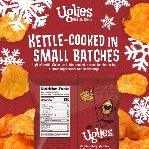 Miniatura 2 de UGLIES Patatas fritas cocidas en hervidor de agua, aperitivos sin gluten, patatas fritas Kosher, aperitivos sin OMG para niños u oficina, aperitivos
