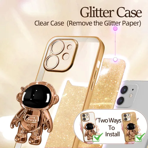 Miniatura 99 de Buleens Funda para iPhone 11 Pro Max Astronauta, Fundas Transparentes para iPhone 11 ProMax con Papel con Purpurina y Soporte de Astronauta, Mujeres