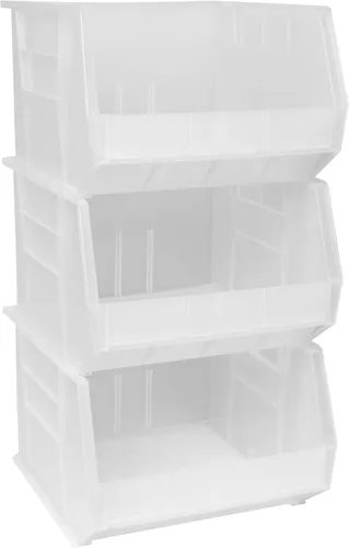 Akro-Mils AkroBin Caja de almacenamiento de plástico apilable, 18 x 16 x 11 pulgadas, 3 unidades Transparente