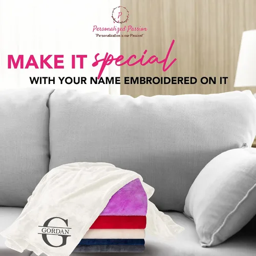 Miniatura 3 de Mantas personalizadas de pasión con nombre personalizado e inicial de monograma - súper suaves y acogedoras de forro polar - Manta personalizada