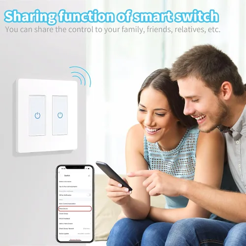 Miniatura 7 de Milfra Interruptor táctil inteligente de 2 vías, 2 posiciones, blanco, compatible con Alexa y Assistant, no requiere concentrador