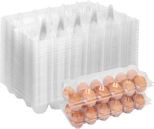 Paquete de 60 cartones de huevos de plástico a granel, una docena de cartones de huevos vacíos transparentes para huevos de gallina, soportes