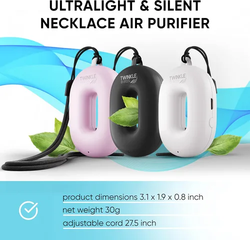 Miniatura 3 de Collar purificador de aire portátil, ionizador personal portátil, limpiador de aire recargable de tamaño de viaje, elimina el polvo, alérgenos