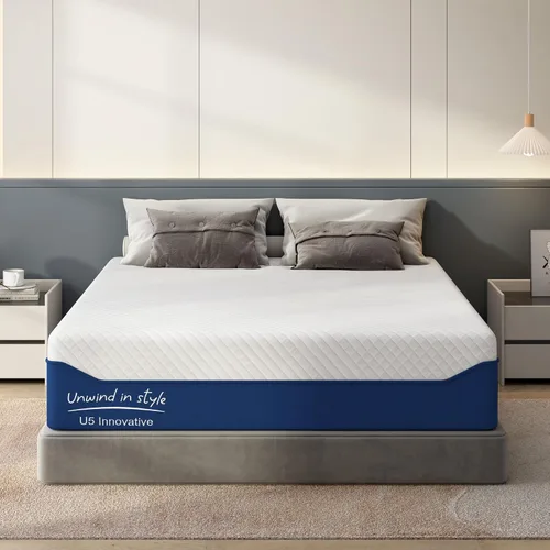Miniatura 10 de Colchón de espuma viscoelástica de tamaño matrimonial, colchón de 10 pulgadas con té verde para aliviar la presión, cama firme media en una caja
