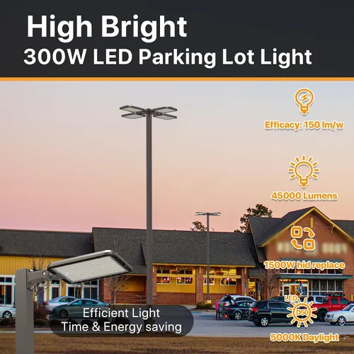 Miniatura 2 de Luz LED de estacionamiento de 300 W, instalación rápida, luz de caja de zapatos de montaje de brazo ajustable 5000K, 45000lm luz del atardecer al