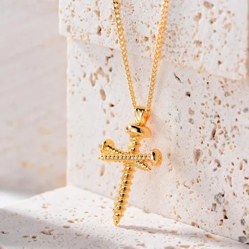 Miniatura 165 de Fettero - Collar con dije de cruz de fe, chapado en oro de 14 K, cadena fina, minimalista, simple, pequeña, para oración, regalo de joyería religiosa