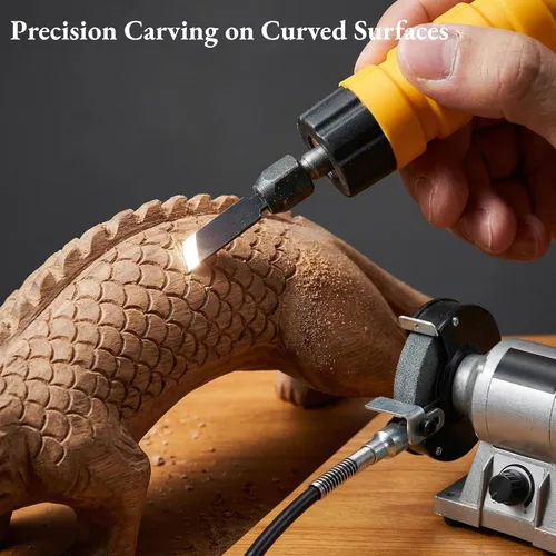 Miniatura 5 de AUNMAS Cuchillo de grabado de cincel eléctrico para carpintería, accesorios de herramienta para carpintería y grabador, 5 cuchillas y 1 llave