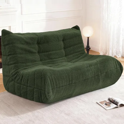 Miniatura 50 de Puf para adultos, silla puf grande, sillón con relleno de espuma viscoelástica para el hogar, apartamento o sala de juegos, gris afelpado Felpa gris