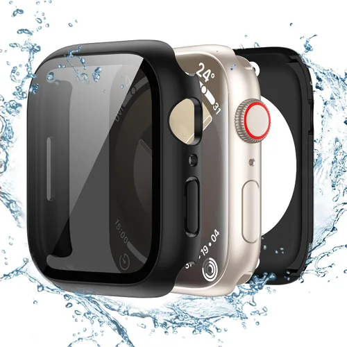 Miniatura 12 de Tensea (2 en 1) Funda protectora de pantalla impermeable para Apple Watch 41mm Serie 9 8 7, iWatch cubierta protectora de cara de PC con película