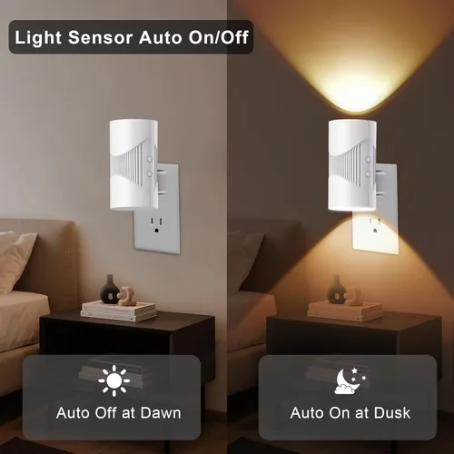 Miniatura 2 de easuntec Luz Nocturna, Luces Nocturnas Enchufables en la Pared, Luz Nocturna LED Cálida, Sensor de Luz de Atardecer a Amanecer, 3 Modos de Luz