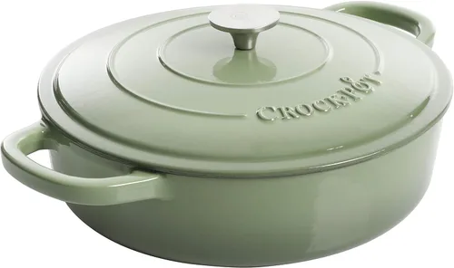 Miniatura 9 de Crock Pot Artisan - Cacerola de hierro fundido esmaltado con tapa, 5 cuartos de galón, azul aguamarina