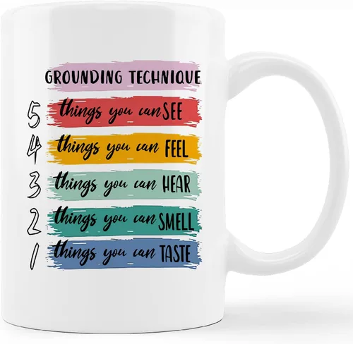 Taza de cerámica para la salud mental, taza de té con leche y café, 11 onzas, decoración de oficina para terapeuta de salud mental para el hogar,