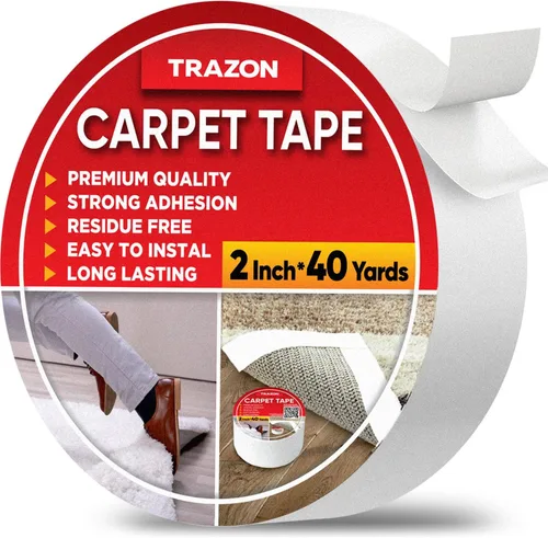 Miniatura 10 de Trazon - Cinta adhesiva de doble cara para alfombras, suelo de madera dura y alfombras de área, cinta adhesiva fuerte y extraíble, cinta adhesiva