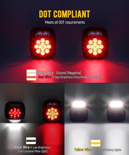 Miniatura 3 de Partsam 2x luces de freno y giro rojo/color blanco de 39 LED para camión, remolque, barco, RV, Jeep TJ CJ YJ JK rojo (Red Lens)