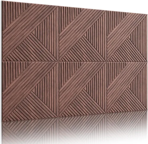 Paneles de pared acústicos, paquete de 6 paneles de 72 x 48 pulgadas con textura de madera 3D, paneles de arte autoadhesivos decorativos