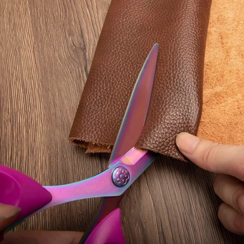 Miniatura 6 de Tijeras de costura para zurdos de 9 pulgadas para corte de tela, tijeras profesionales afiladas de alta resistencia con revestimiento de titanio