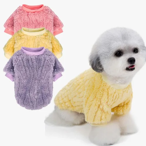 Miniatura 33 de FabriCastle Suéter pequeño para perro, paquete de 3 ropa para perros y gatos, chaquetas suaves y cálidas para perros pequeños, niños y niñas