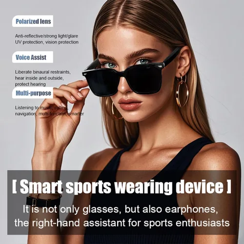 Miniatura 2 de Gafas inteligentes con altavoz Bluetooth, gafas de audio inteligentes de oído abierto, gafas inteligentes para exteriores para hombres y mujeres