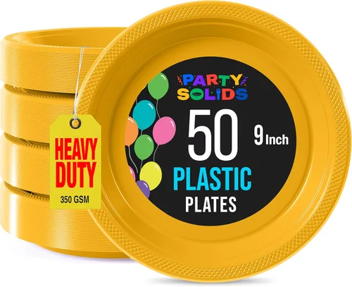 Miniatura 61 de Exquisite Party Solids - Platos de plástico naranja para suministros de fiesta, platos desechables de 10 pulgadas, 50 piezas, juego de vajilla