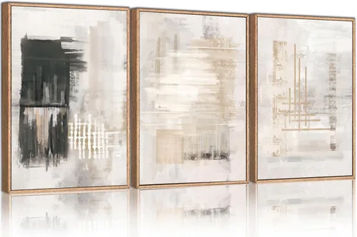 Miniatura 67 de HPINUB - Lienzo decorativo abstracto moderno para pared, juego de 3 impresiones artísticas enmarcadas, pintura de pared grande en blanco y negro, 16