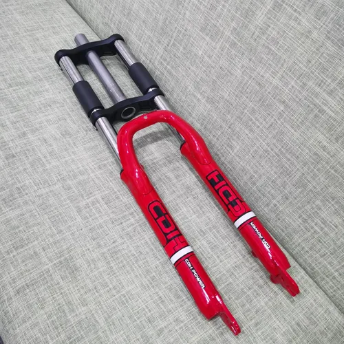 Miniatura 4 de Tenedor de suspensión rojo para bicicleta con auriculares de 1-1/8 pulgadas, vástago ajustable de 1.000 x 4.331 in y manillar elevador plateado