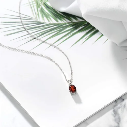 Miniatura 115 de Gem Stone King Collar de plata de ley 925 con piedra natal ovalada de 0.354 x 0.276 in Collar con colgante solitario para mujer Con cadena
