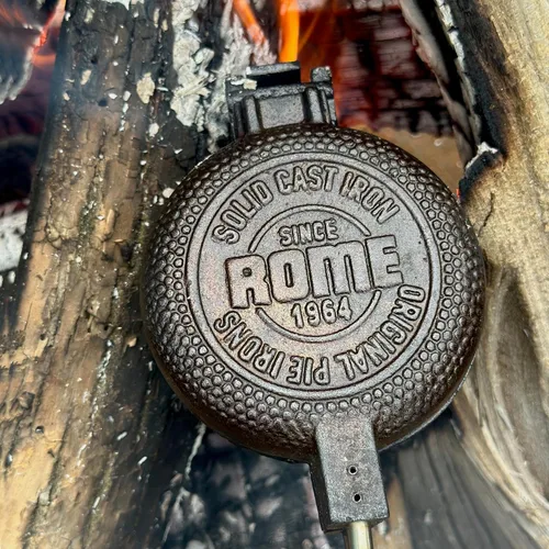 Miniatura 7 de Hierro redondo para tartas de Roma con asas de acero y madera equipo de cocina-camping