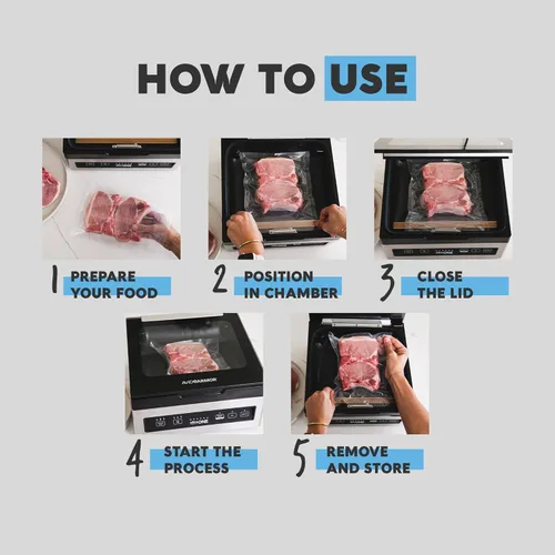 Miniatura 7 de Avid Armor Máquina selladora al vacío de cámara USV1 Ultra SeriesONE, sellador de alimentos para alimentos húmedos, selladores de carne, máquina
