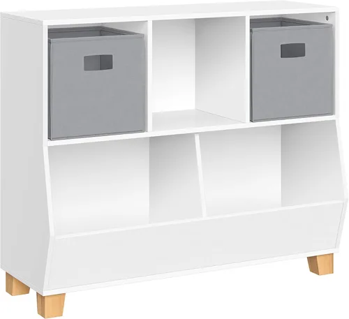 Miniatura 11 de RiverRidge Catch-All - Organizador de juguetes para niños de 35 pulgadas de ancho con 3 cubos y 2 contenedores de almacenamiento, color blanco puro
