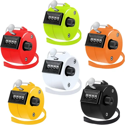 Clicker Contadores de números de 4 dígitos con cuerda de muñeca, contador mecánico de palma, contador de tono para fila deportiva, entrenamiento,
