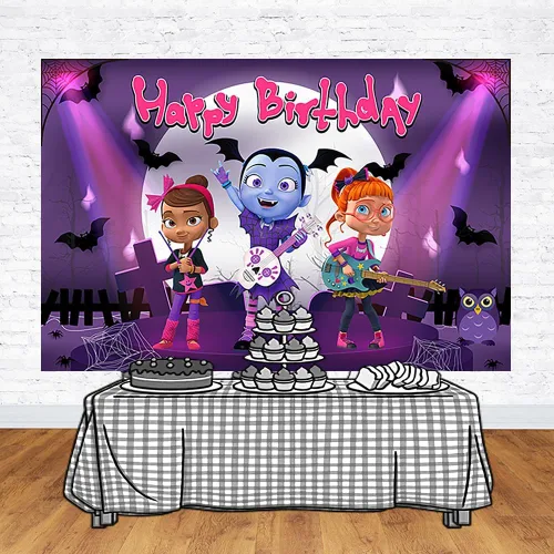 Miniatura 2 de Fondo de Halloween Vampirina Girl para fiesta de cumpleaños, fondos de fotos de Vampirina, tema de cumpleaños, cartel de baby shower, 59 x 38