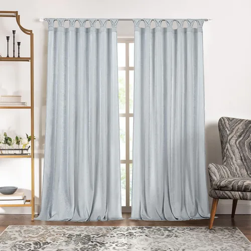 PowerSellerUSA Paquete de 2 paneles de cortina de ventana de lujo con tela brillante suave y sedosa y moderna pestaña de tulipán, 52 pulgadas de