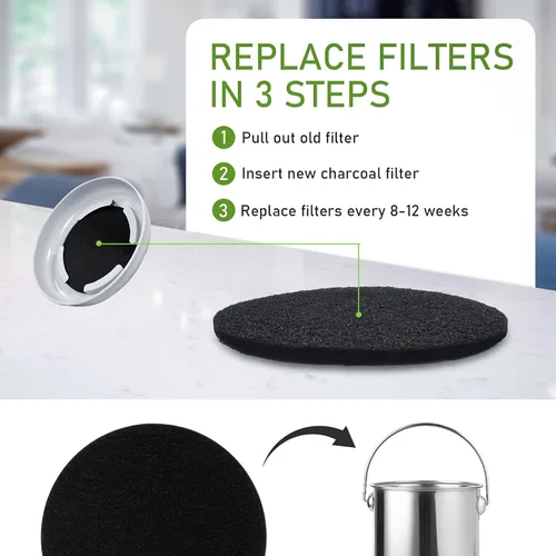 Miniatura 5 de Paquete de 10 filtros de carbón para cubo de abono de cocina, filtros de abono para reemplazo de cubos de contenedores de encimera