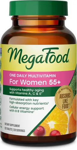 MegaFood Multivitamínico para mujeres 55+ One Daily Multivitamínico para mujer con vitamina D3, C, zinc y vitamina B12 biodisponible y folato –
