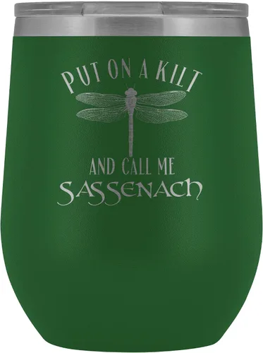 Miniatura 10 de Outlander Vaso de vino Put On A Kilt and Call Me Sassenach de 12 onzas de acero inoxidable grabado, taza para bebidas frías y calientes, color negro