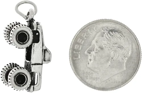 Miniatura 2 de LGU Charm de plata esterlina oxidada 3D Monster Truck, Plata esterlina